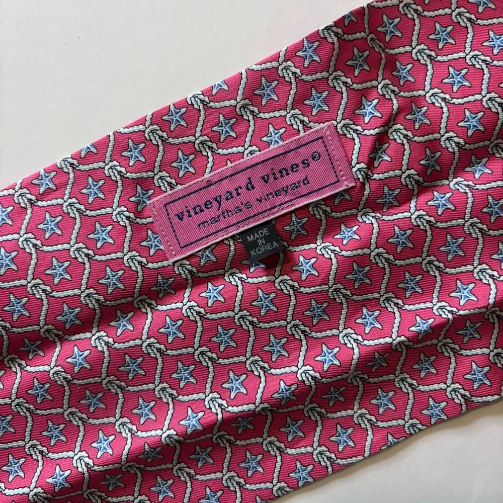 VINEYARD VINES silk pink belt scarf sash sea star print design